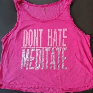 GAIAM Pink Tank Top Large Don't Hate Meditate